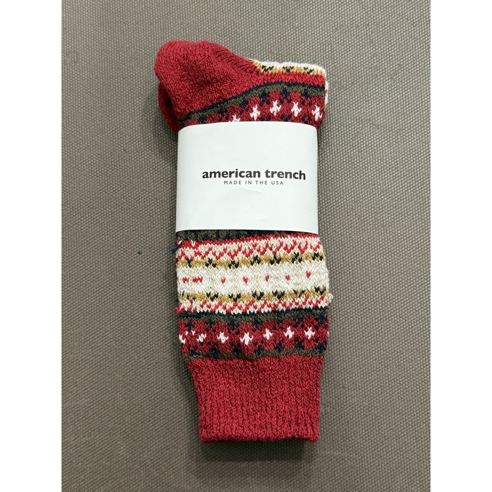 American Trench Cotton Fair Isle Crew Socks Size Women's 6-10 New In Package